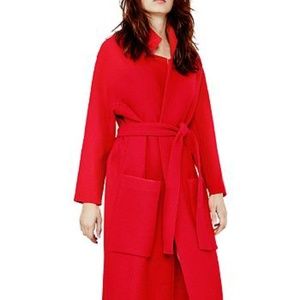 MAJE Grenat Red Wool Coat with belt